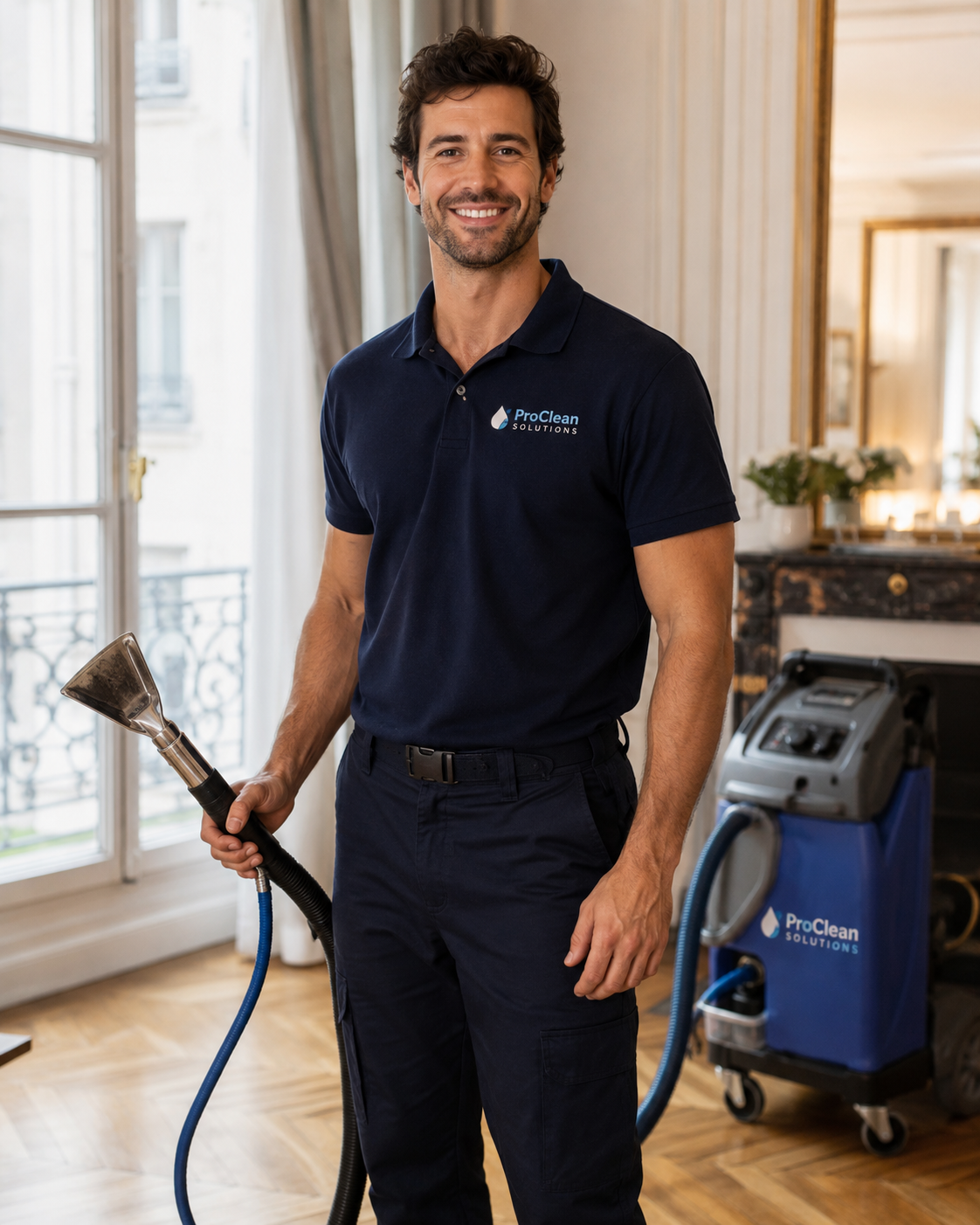 Technicien Top Clean Bros avec équipement professionnel